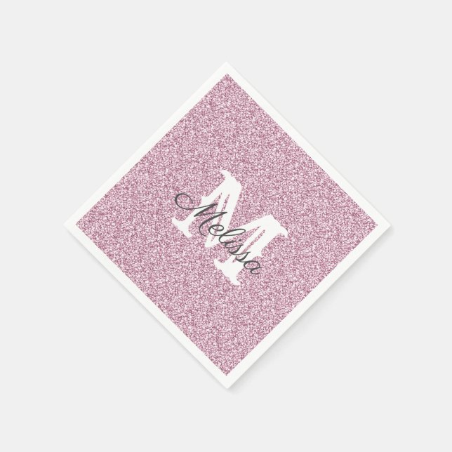 Serviette En Papier Parties scintillant violette et étincelle Monogram (Coin)