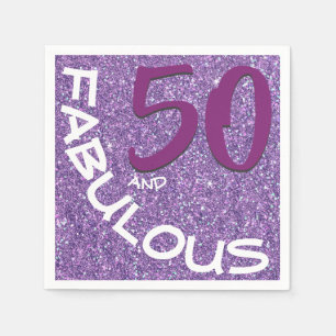 Serviette En Papier Parties scintillant violette Fabuleuse 50e anniver