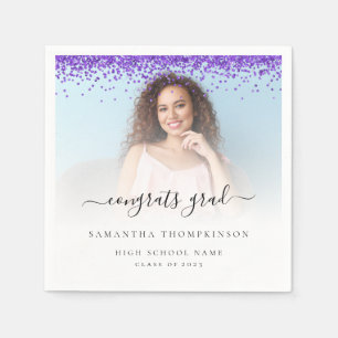 Serviette En Papier Parties scintillant violette Photo 2024 Félicitati