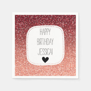 Serviette En Papier Parties scintillantes roses de corail de Faux