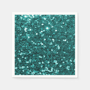 Serviette En Papier Parties scintillantes turquoises chics de Faux