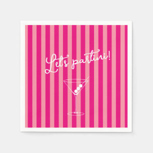 Serviette En Papier Partini Bold Hot Pink Bachelorette Party