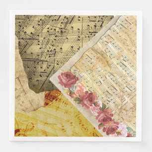 Serviette En Papier Partition vintage, Notes musicales, Roses de piano