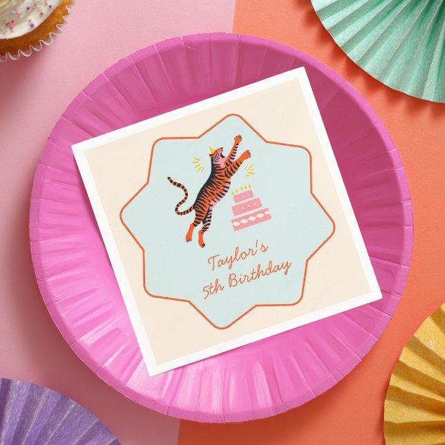 Serviette En Papier Party Animals Colorful Tiger Kids Birthday (Créateur téléchargé)
