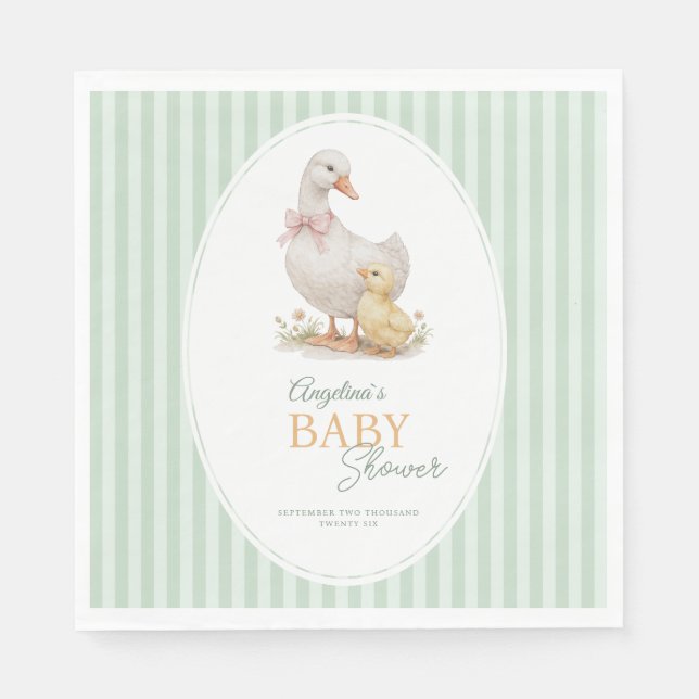 Serviette En Papier Party Napkins Mother Goose and Gosling. (Devant)