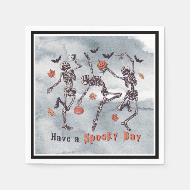 Serviette En Papier Passe Une Éffrayante Journée ! Skeletons d'Hallowe (Devant)