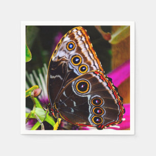 Serviette En Papier Passiflora VIOLACEA et un papillon morpho bleu