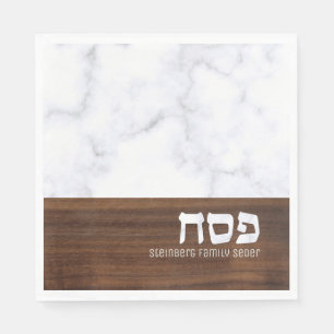 Serviette En Papier Passover Pesach Marbre personnalisé + Bois Modern