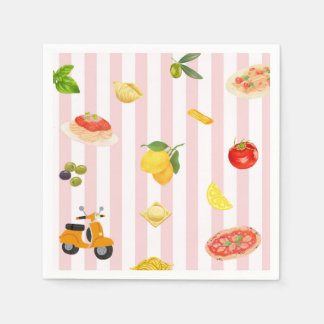 Serviette En Papier Pasta Pizza Lemon La Dolce Vita Italian