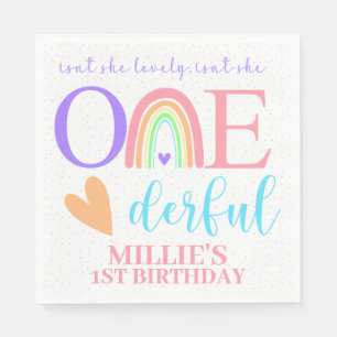 Serviette En Papier Pastel Arc-en-ciel ONE derful Napkins premier anni