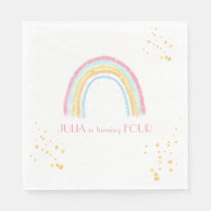Serviette En Papier Pastel arc-en-ciel pétillant Anniversaire