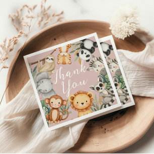Serviette En Papier Pastel baby shower tropical Jungle Safari Animaux