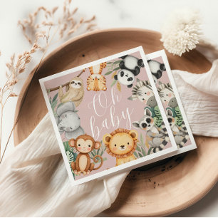 Serviette En Papier Pastel baby shower tropical Jungle Safari Animaux