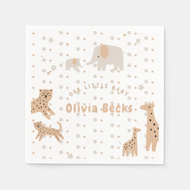 Serviette En Papier Pastel Beige mignon Baby shower illustratif (Devant)