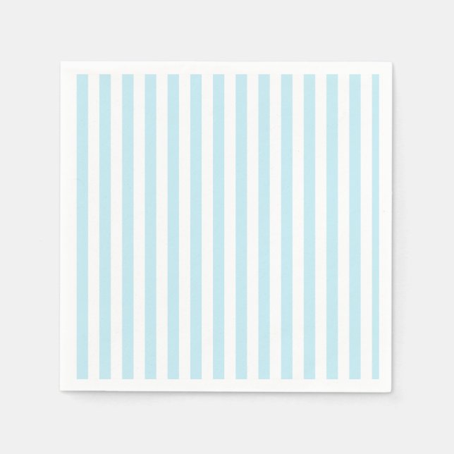 Serviette En Papier Pastel Blue and White Striped Paper napkin (Devant)