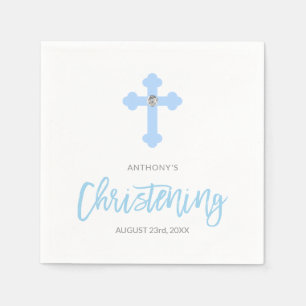Serviette En Papier Pastel Blue Boy Cross CHRISTENING Personnalisé