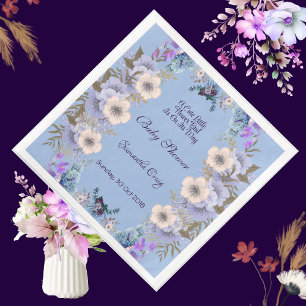 Serviette En Papier Pastel Blue Little Flower Bud Lilac Baby shower