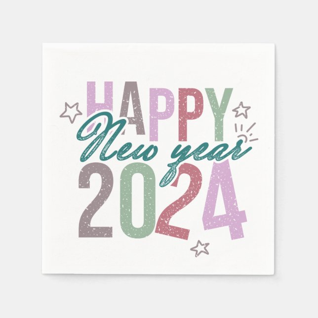 Serviette En Papier Pastel Bonne Année 2024 (Devant)