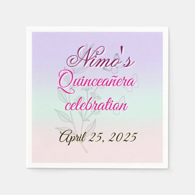 Serviette En Papier Pastel Botanical Quinceañera Napkins  (Devant)