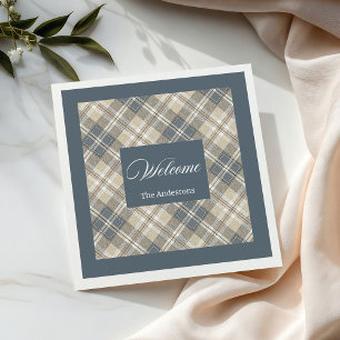 Serviette En Papier Pastel Brown Blue Napkins Classique