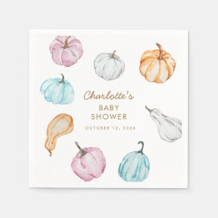 Serviette En Papier Pastel Citrouille Genre Neutre Baby shower Automne