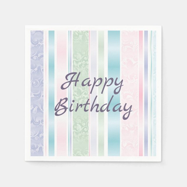 Serviette En Papier Pastel Damask Pour Anniversaire (Devant)