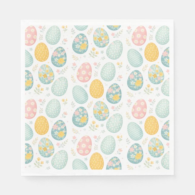 Serviette En Papier Pastel Easter Eggs Floral Pattern - Cute Spring  (Devant)