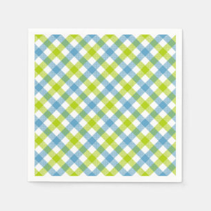 Serviette En Papier Pastel En vichy Napkins bleu vert