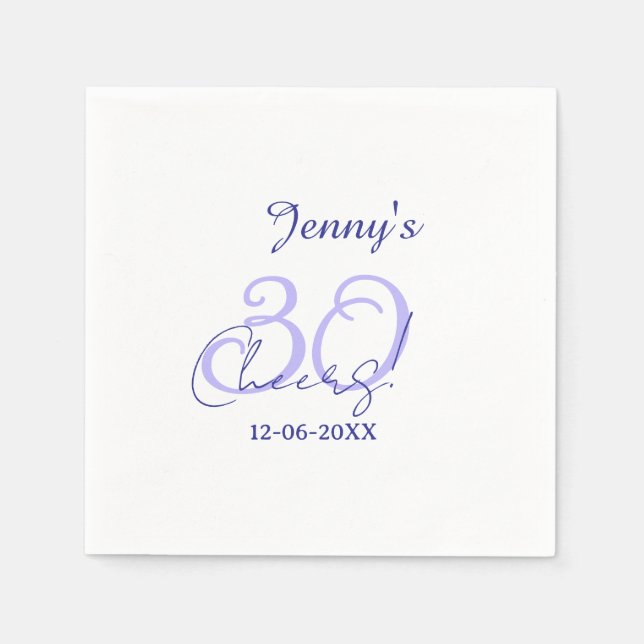 Serviette En Papier Pastel félicite 30 ans violet élégant nom da (Devant)