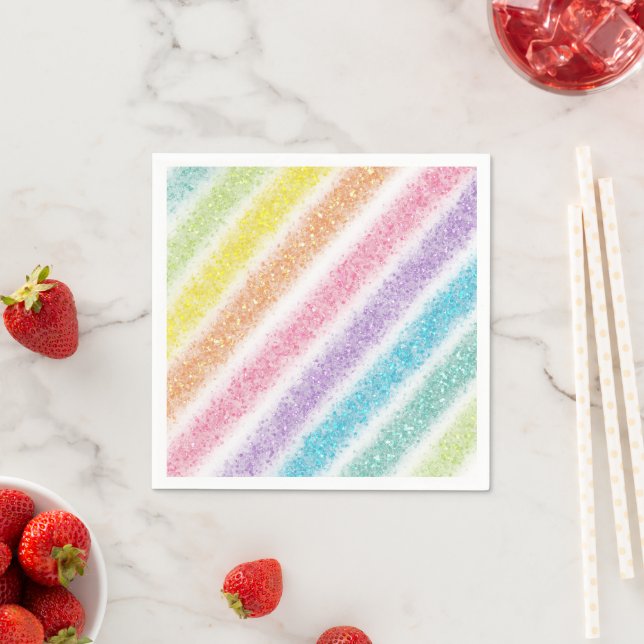 Serviette En Papier Pastel Glitter Rainbow (En situation)