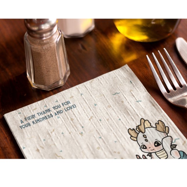 Serviette En Papier Pastel Gray Blue Cake Baby Dragon (Créateur téléchargé)