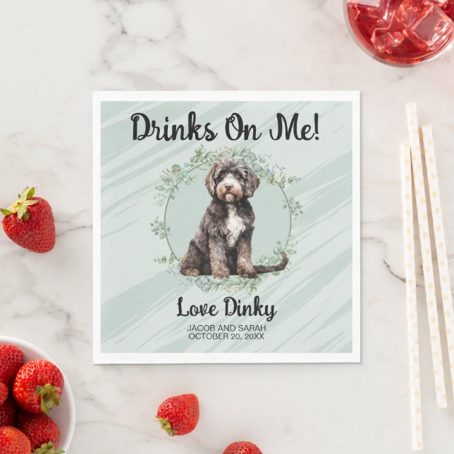 Serviette En Papier Pastel Green Boit Sur Moi ! Chien d'eau portugais (En situation)