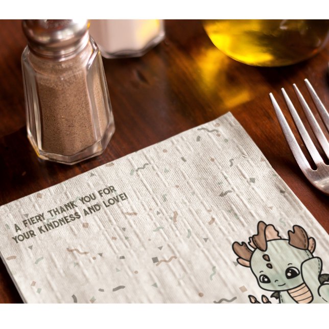 Serviette En Papier Pastel Green Orange Cute Cake Baby Dragon (Créateur téléchargé)