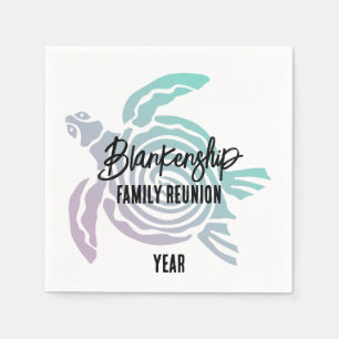 Serviette En Papier Pastel Green Purple Tribal Tortue Famille Réunion