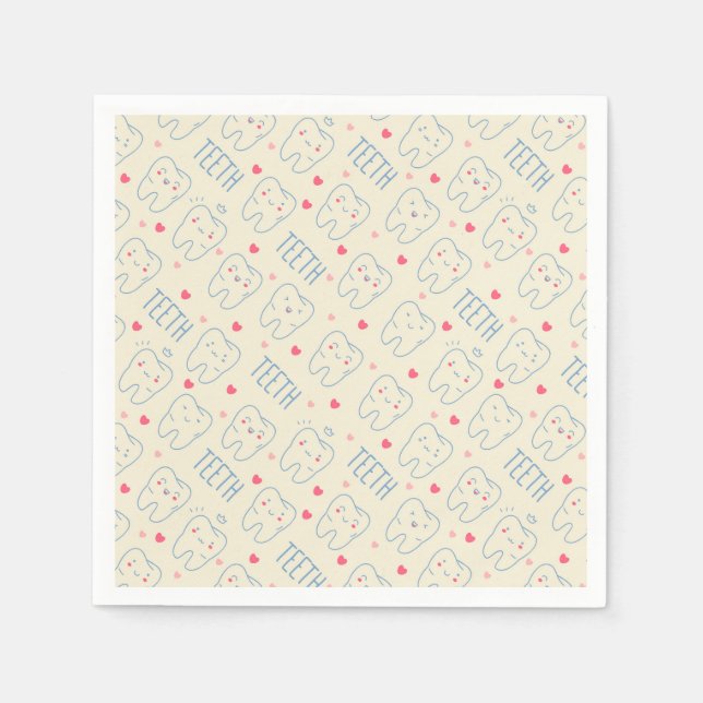 Serviette En Papier Pastel Happy Teeth Motif (Devant)