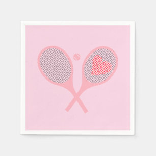 Serviette En Papier Pastel Heart Tennis Lecteur Racquettes Ball Design