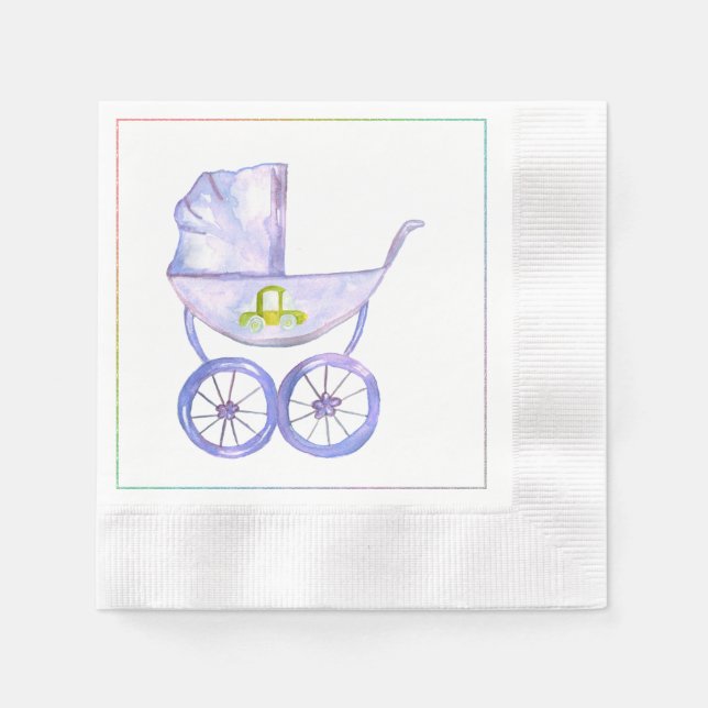 Serviette En Papier Pastel Lavender Baby Carriage serviettes (Devant)