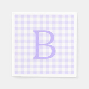 Serviette En Papier Pastel Lavender et En vichy blanc Monogramme