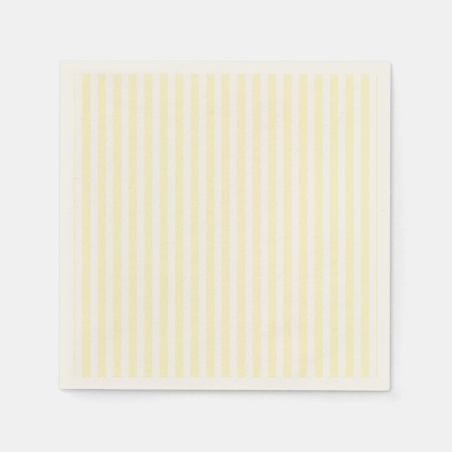 Serviette En Papier Pastel Lemon Yellow Stripes Blanches Pale Jaune (Devant)