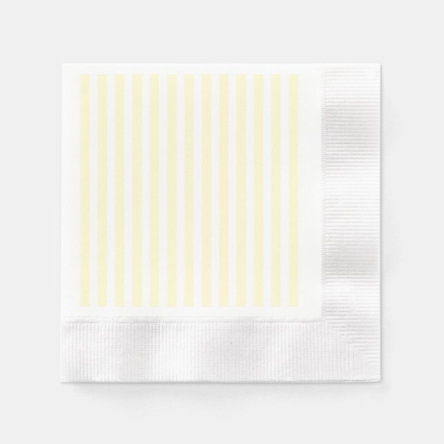 Serviette En Papier Pastel Lemon Yellow Stripes Blanches Pale Jaune (Devant)