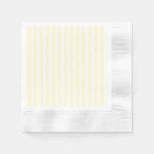 Serviette En Papier Pastel Lemon Yellow Stripes blanches Pale Yellow