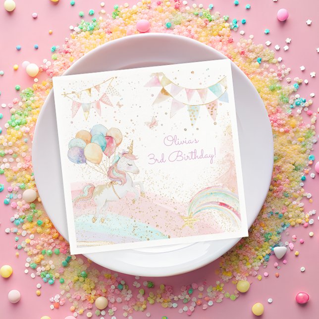 Serviette En Papier Pastel Magique Unicorn Arc-en-ciel fête d'annivers (Créateur téléchargé)