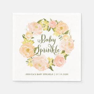 Serviette En Papier Pastel Orange Peonies Wreath Baby Sprinky