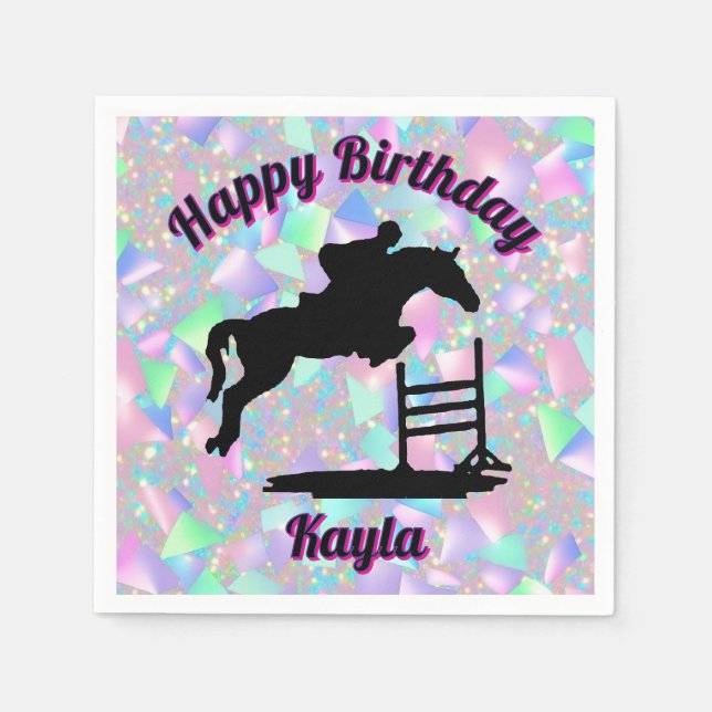 Serviette En Papier Pastel Parties scintillant Horse Girl Anniversaire (Devant)
