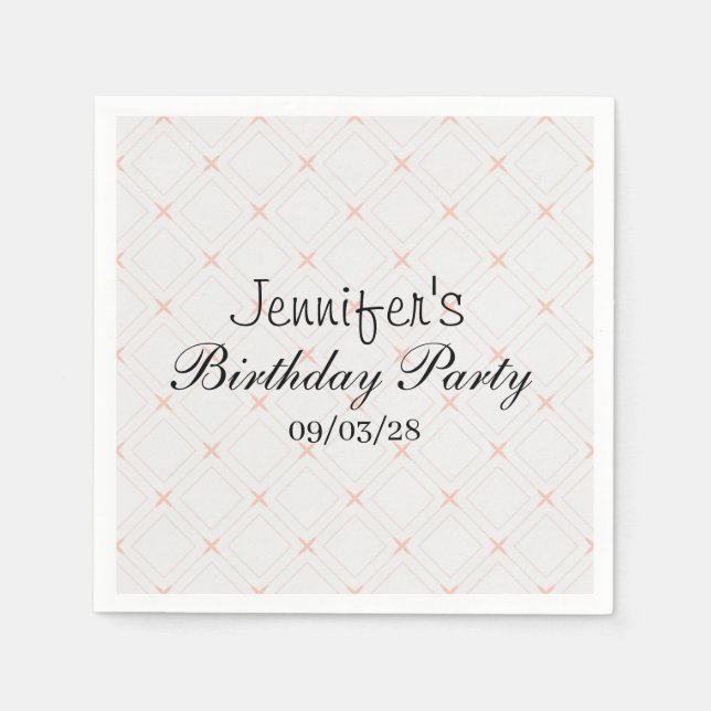 Serviette En Papier Pastel Peach et crème géométrique (Devant)