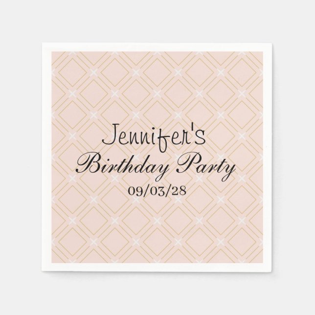 Serviette En Papier Pastel Peach et Gold Géométrique (Devant)