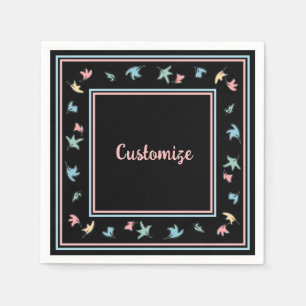Serviette En Papier Pastel personnalisé Feuille noir