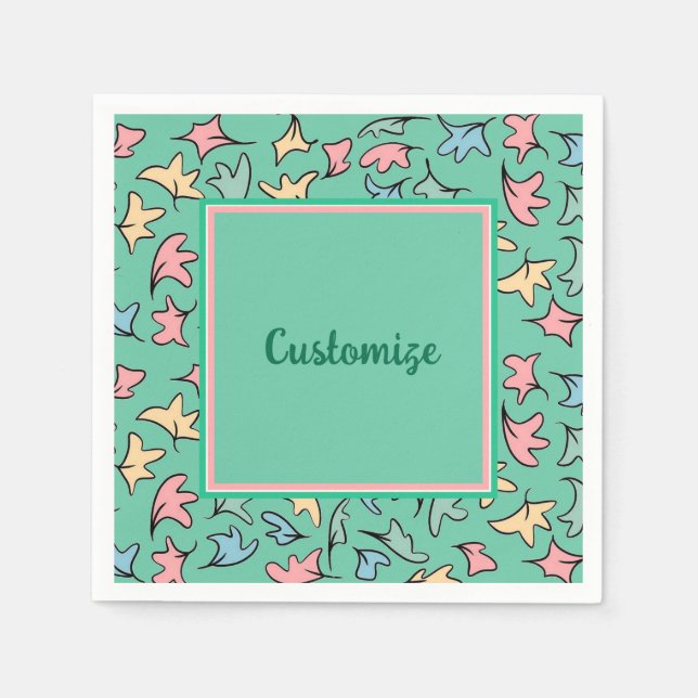 Serviette En Papier Pastel personnalisé Feuilles vert (Devant)