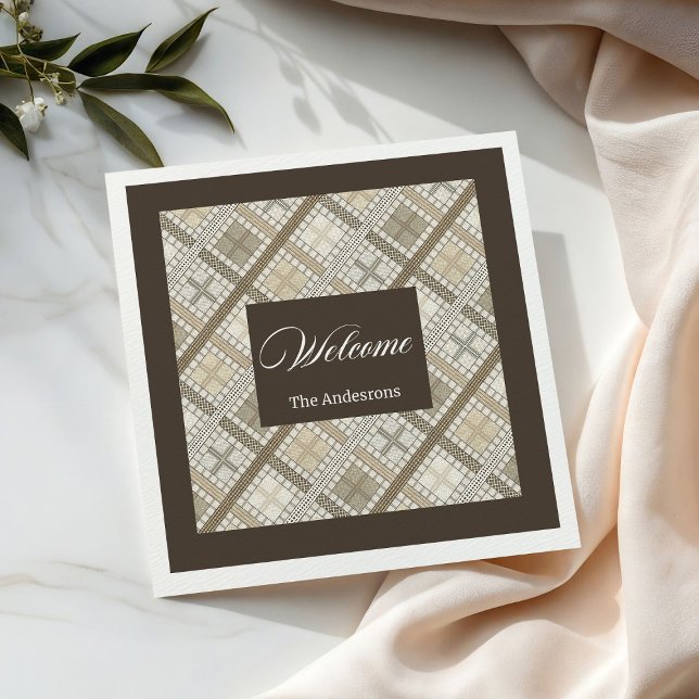Serviette En Papier Pastel Personnalisé Napkins Chic Géométrie Neutre (Personalized Pastel Napkins Chic Neutral Geometry)