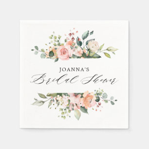 Serviette En Papier Pastel Pink Blush Rose Fête des mariées florale